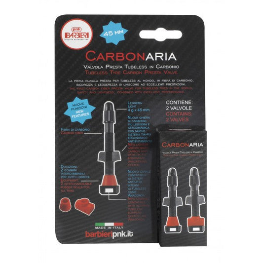 Par de válvulas Presta Tubeless de carbono - 45 mm