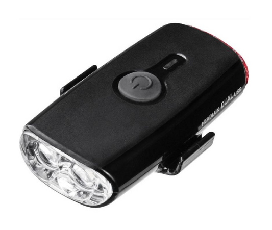 White LED light and Red Topaak Headlux Dual USB