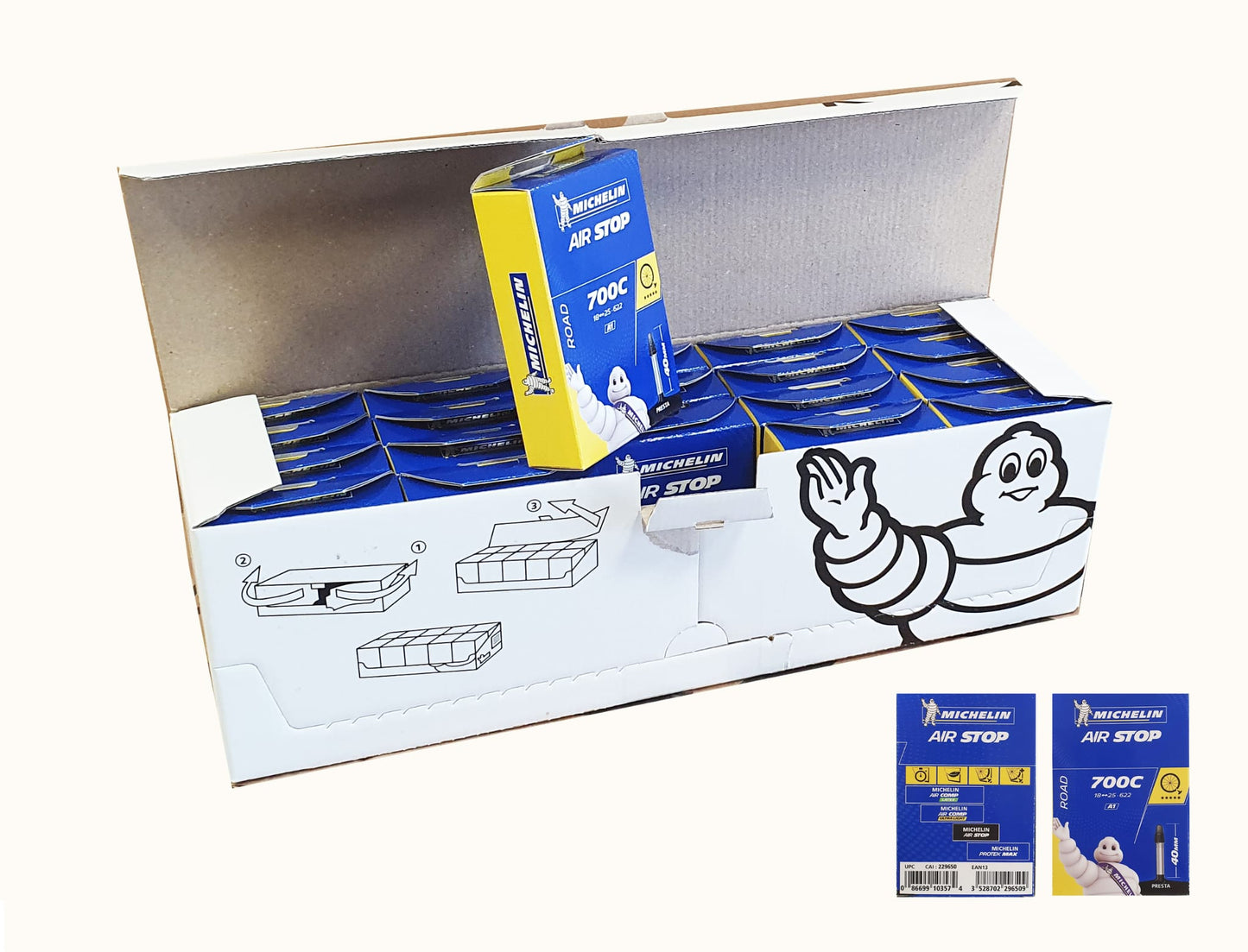 Box 20 Michelin Air Stop A1 700 × 18/25 Válvula Presta 40mm